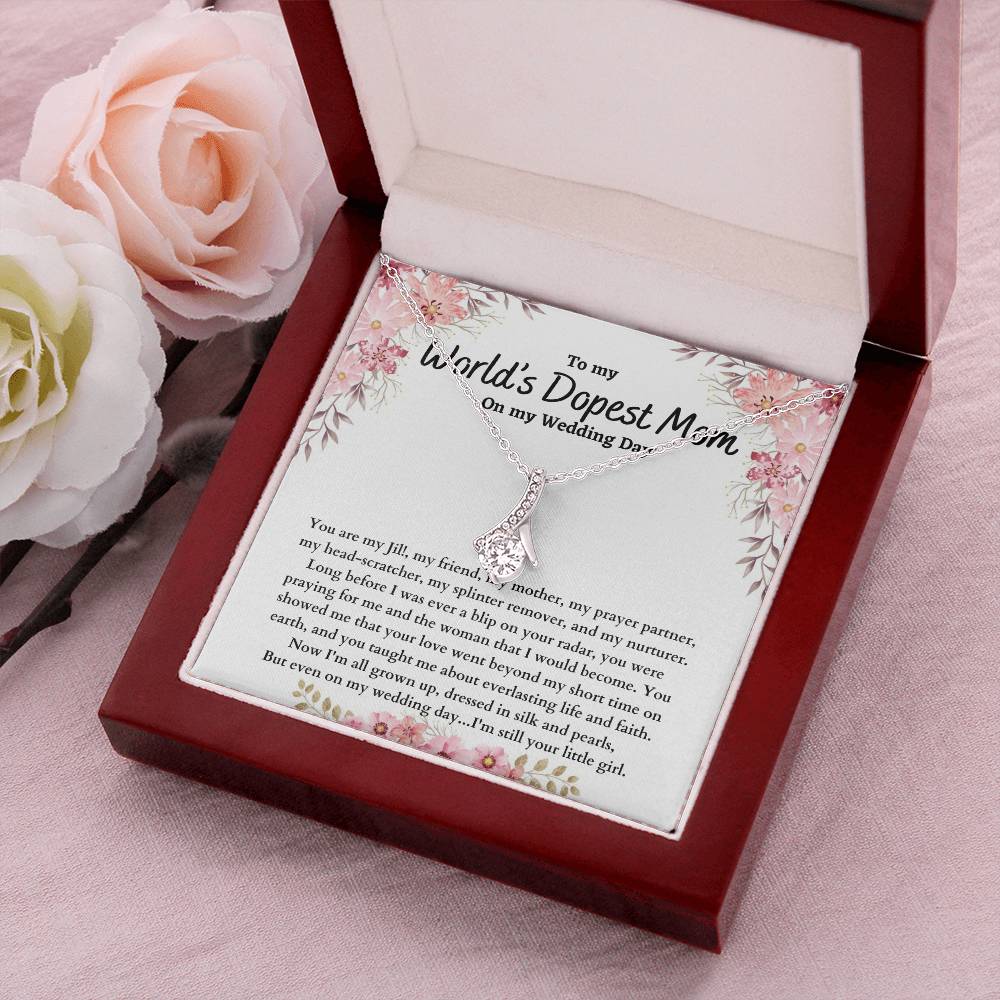 To Mom On Wedding Day - Ribbon Alluring Beauty Necklace