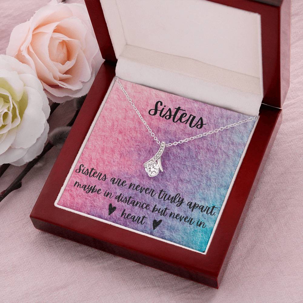 Sisters - Interlocking Necklace - Rainbow Background To My Sister & Best Friend Best Friend Thank You Gift For Friend Christmas Gifts Alluring Beauty Necklace