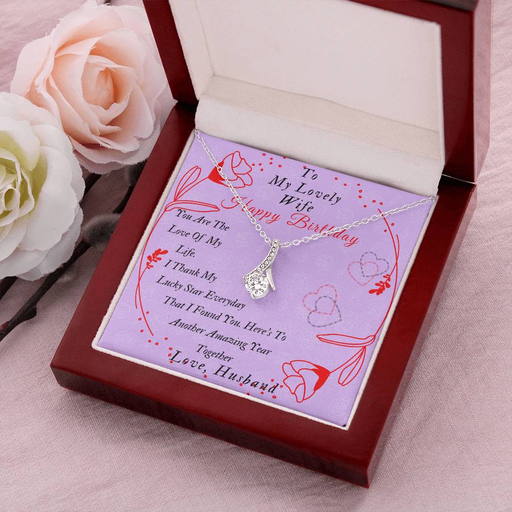 Ribbon Necklace Pendant To My Lovely Wife-Happy Birthday Wife Gifts Birthday Gift Romantic Wife Gift Wife Jewelry Anniversary Wife Gift Alluring Beauty Necklace