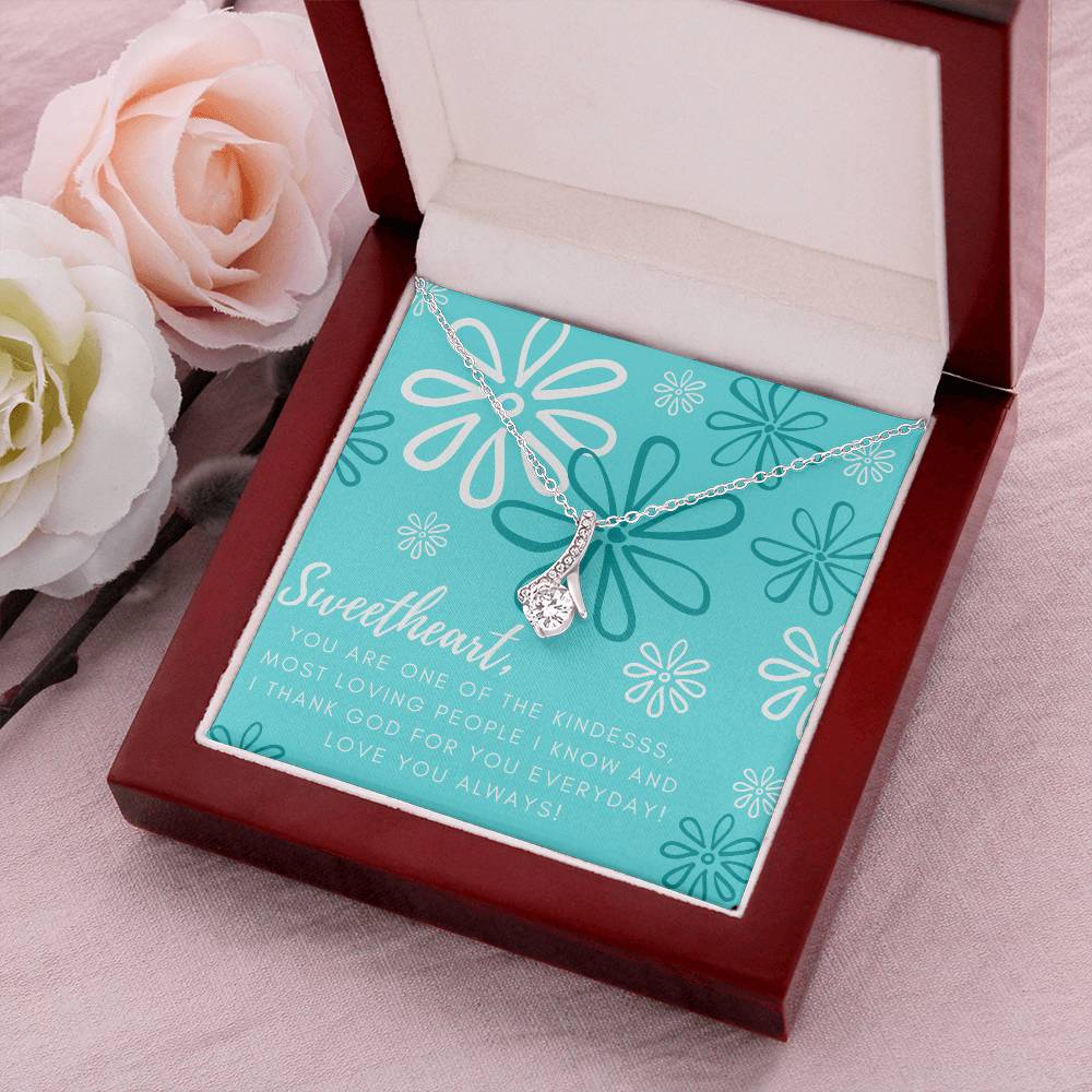 Sweetheart Ribbon Pendant Necklace Alluring Beauty Necklace