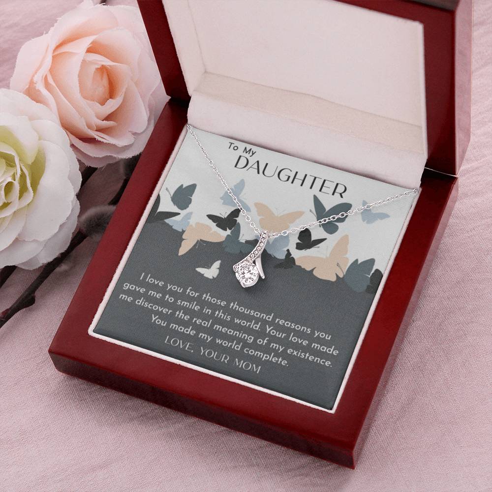 To My Daughter - Love Your Mom - 92.5 Sterling Silver Pendant Alluring Beauty Necklace