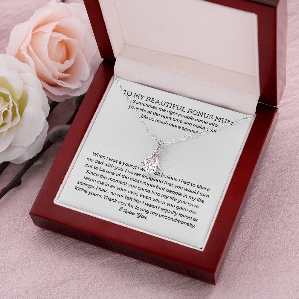 To My Beautiful Bonus Mum Mothers Day Necklace Mothers Day Gift For Bonus Mum Other Mum Gifts Second Mum Necklace Alluring Beauty Necklace