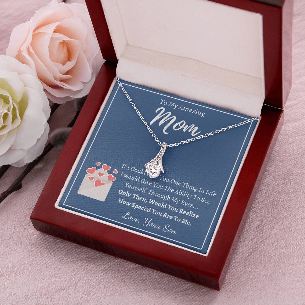 To My Amazing Mom - Ribbon Necklace - Love Your Son Alluring Beauty Necklace