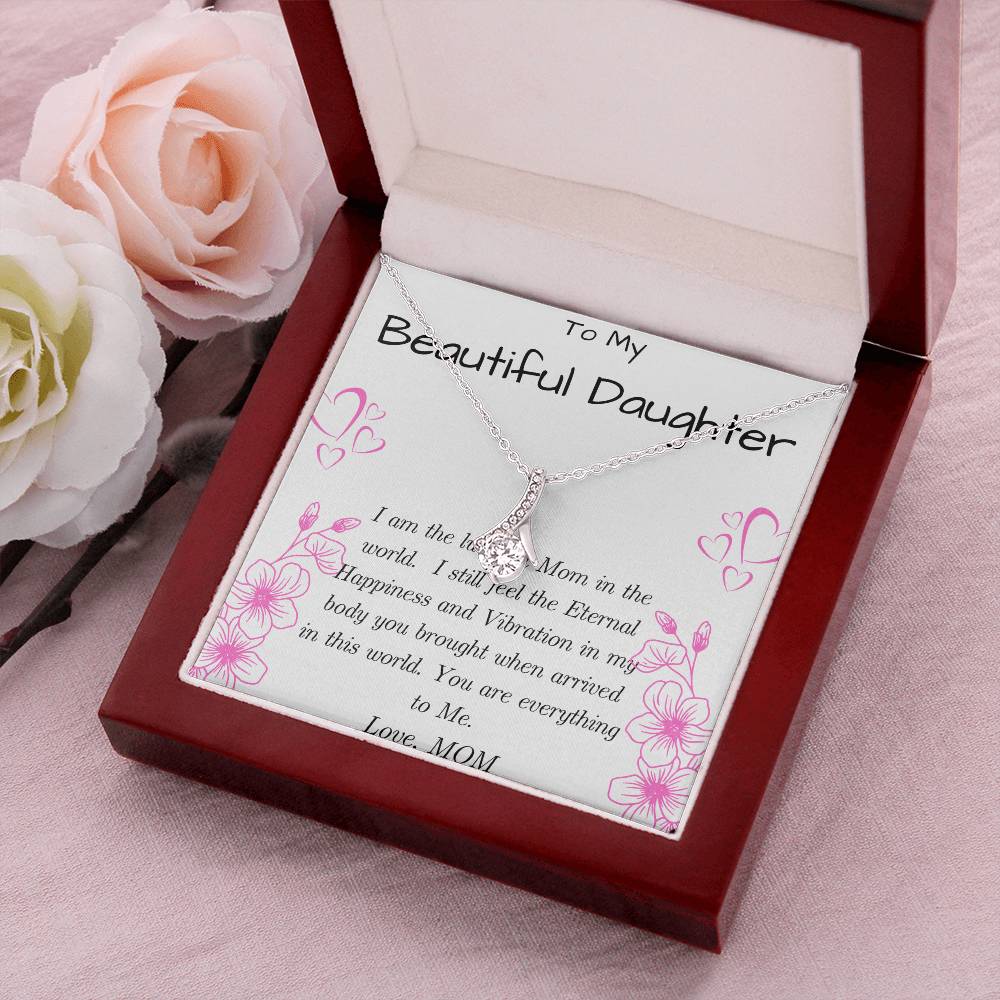 To My Beautiful Daughter-14K Sparkly Pendant With Zirconia Alluring Beauty Necklace