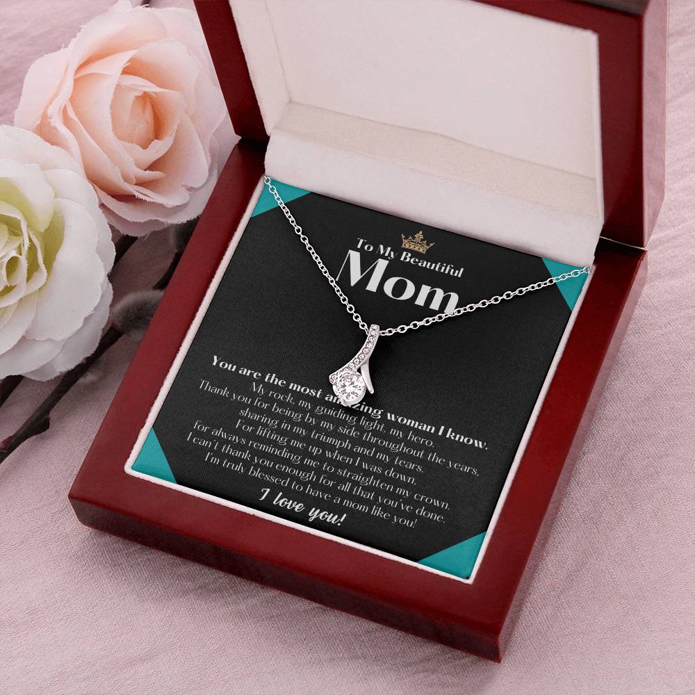 To My Beautiful Mom Necklace  Badass Mom Gift  Mother’S Day Gift  Birthday Gift  Gift From Daughter On Wedding Day 9 Alluring Beauty Necklace