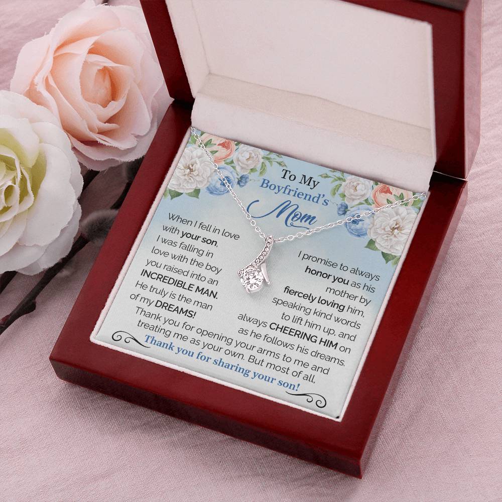 To My Boyfriend's Mom - Thank You For Sharing Your Son Christmas Gift For Boyfriends Mom Pendant Necklace Mothers Day Gift Alluring Beauty Necklace