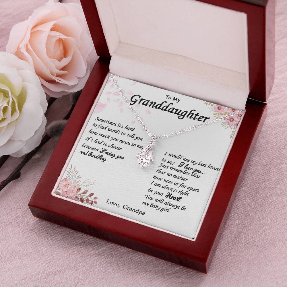 Alluring Necklace With Message Card For Granddaughter From Grandpa Alluring Beauty Necklace