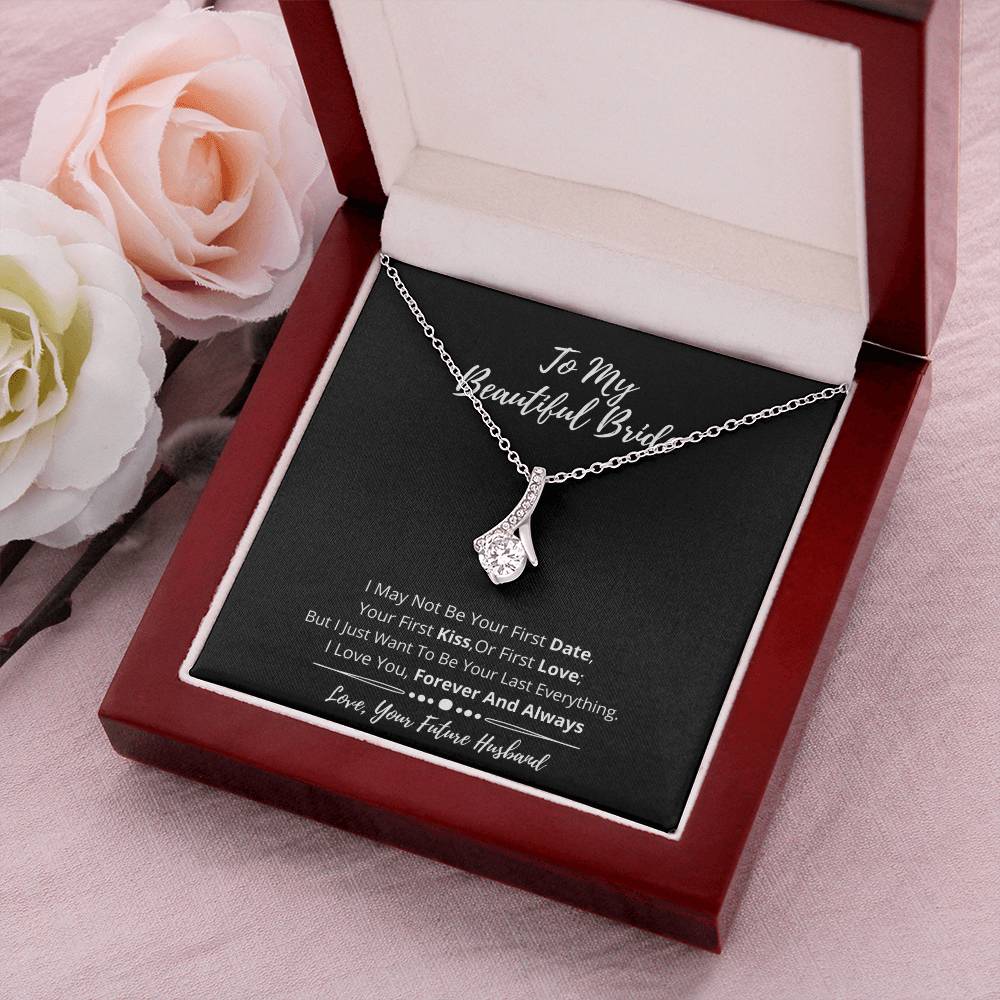 To My Beautiful Bride Crystal Necklace - I Love You Alluring Beauty Necklace