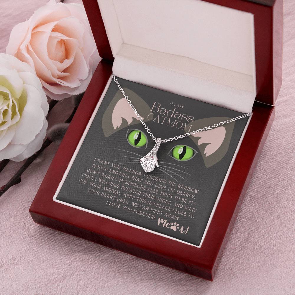 To My Badass Cat Mom Until We Can Meet Again Necklace Loss Of Cat Memorial Necklace Cat Loss Gifts Rainbow Bridge Cat Pet Sympathy Gift 4 Alluring Beauty Necklace