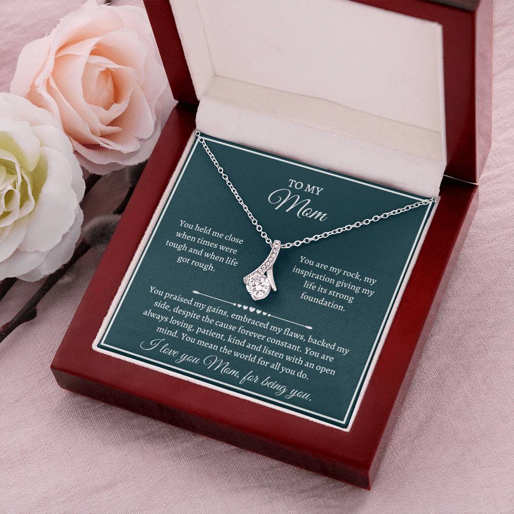 Alluring Necklace Sterling Silver Mother's Day Gift - I Love You Mom For Being You Alluring Beauty Necklace