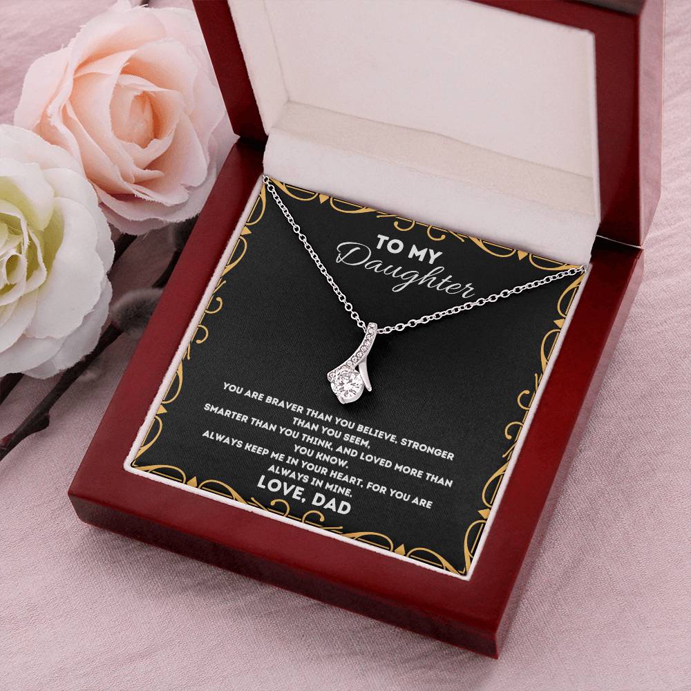To My Dad - Never Forget That I Love You Father's Day - Father Daughter Necklace Father To Daughter Birthday Gift Gifts To Daughter From Dad Alluring Beauty Necklace