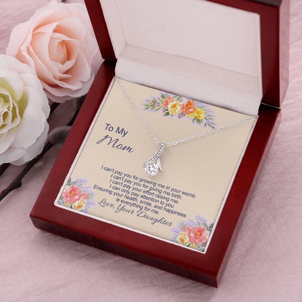 Ribbon Pendant Necklace With I Can't Pay You Message Card Gift For Mother Alluring Beauty Necklace