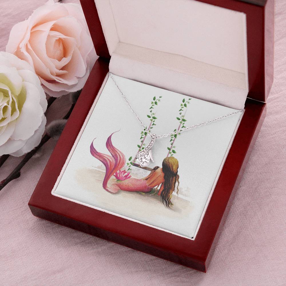 Pink Mermaid Lovers Bling Art Necklace Alluring Beauty Magical Birthday Or Christmas Gift For Her Alluring Beauty Necklace