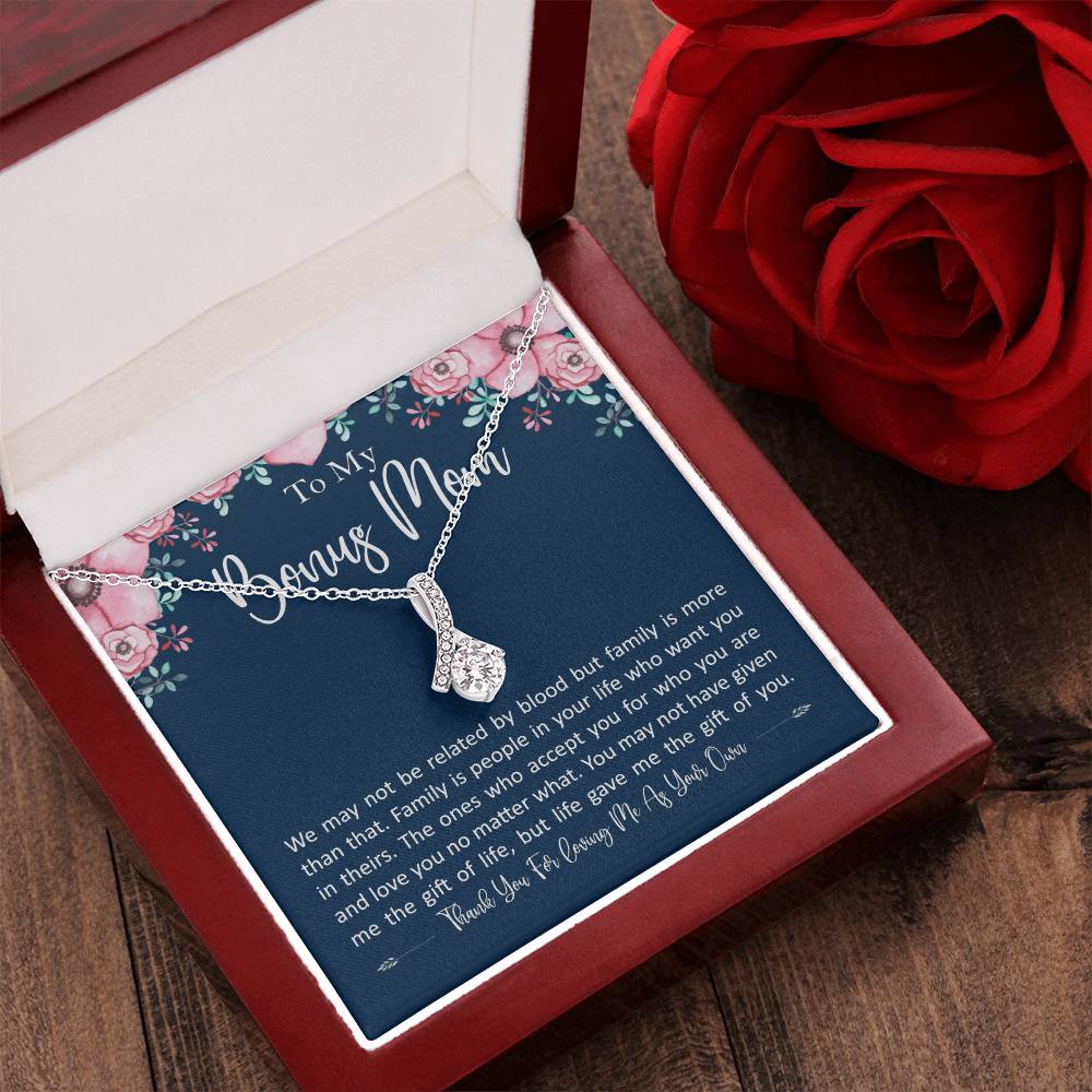 To My Bonus Mom - Family Is More Than Blood Alluring Beauty Necklace