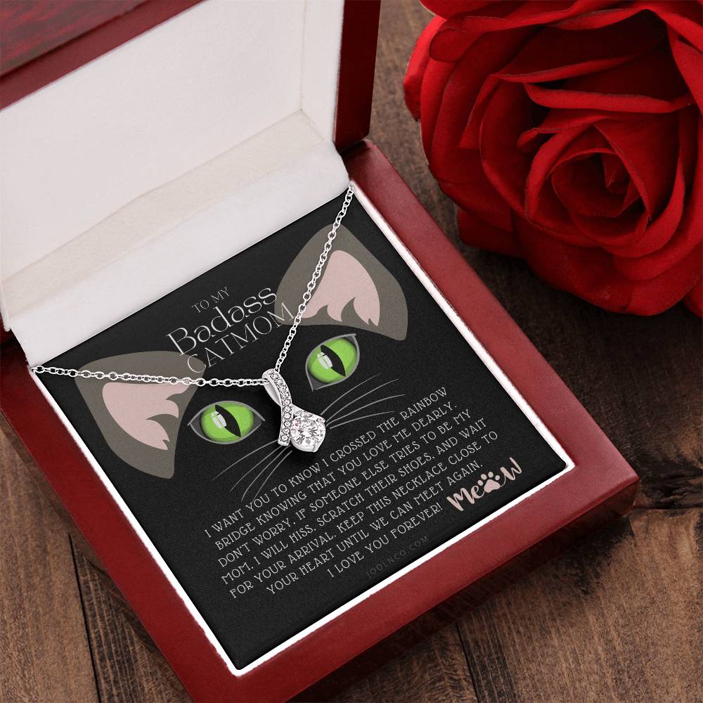 To My Badass Cat Mom Until We Can Meet Again Necklace Loss Of Cat Memorial Necklace Cat Loss Gifts Rainbow Bridge Cat Pet Sympathy Gift 2 Alluring Beauty Necklace