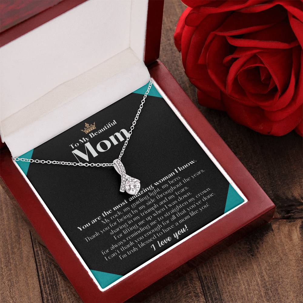 To My Beautiful Mom Necklace  Badass Mom Gift  Mother’S Day Gift  Birthday Gift  Gift From Daughter On Wedding Day 9 Alluring Beauty Necklace