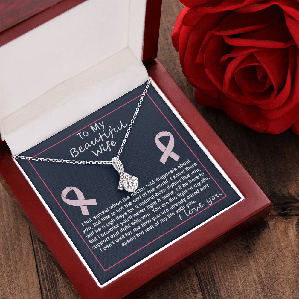 Ribbon Pendant Necklace With Here To Support You Message Card Gift For Wife Alluring Beauty Necklace