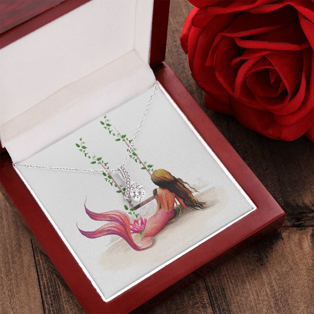Pink Mermaid Lovers Bling Art Necklace Alluring Beauty Magical Birthday Or Christmas Gift For Her Alluring Beauty Necklace