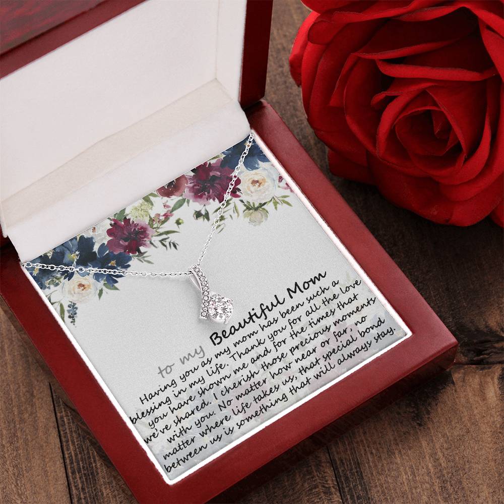 To My Beautiful Mom Necklace  Mother Pendant Necklace  Gift From Sondaughter  Mothers Day Gift Alluring Beauty Necklace