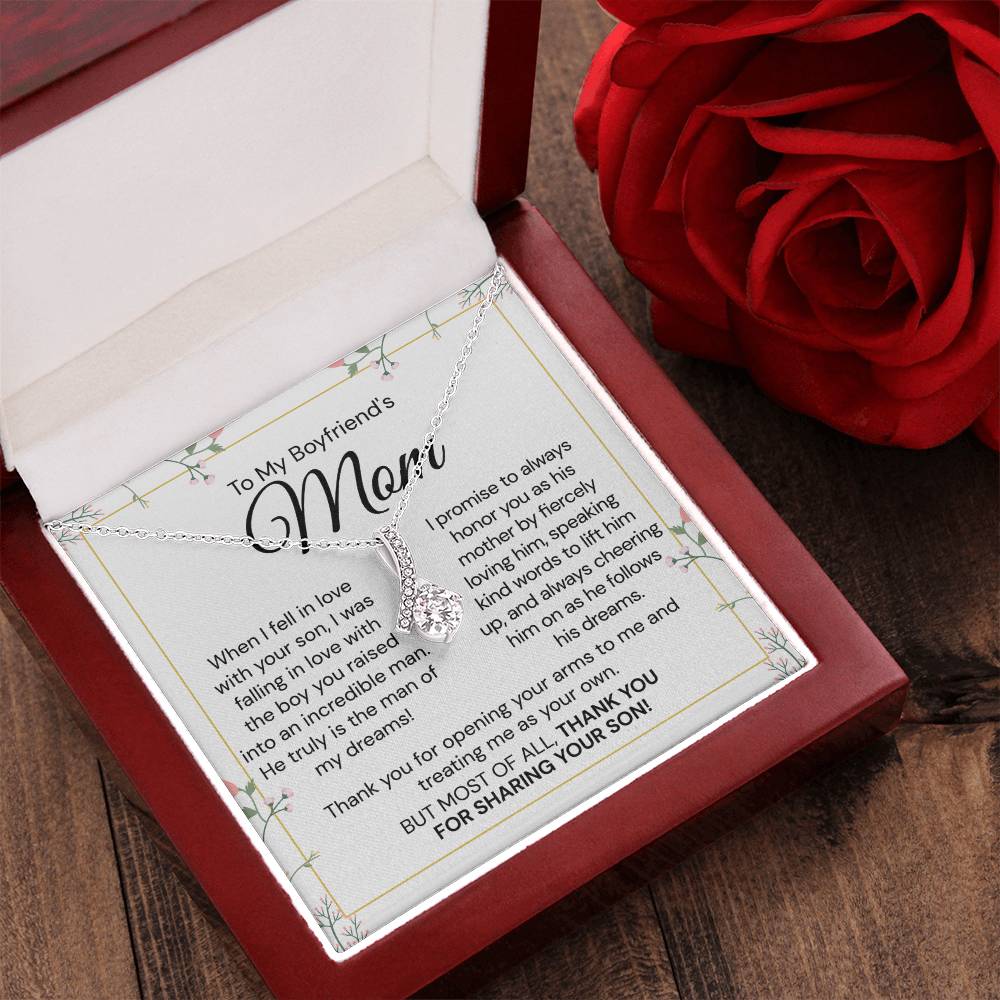 To My Boyfriend's Mom - Thank You For Sharing Your Son - Necklace Gift Set Alluring Beauty Necklace