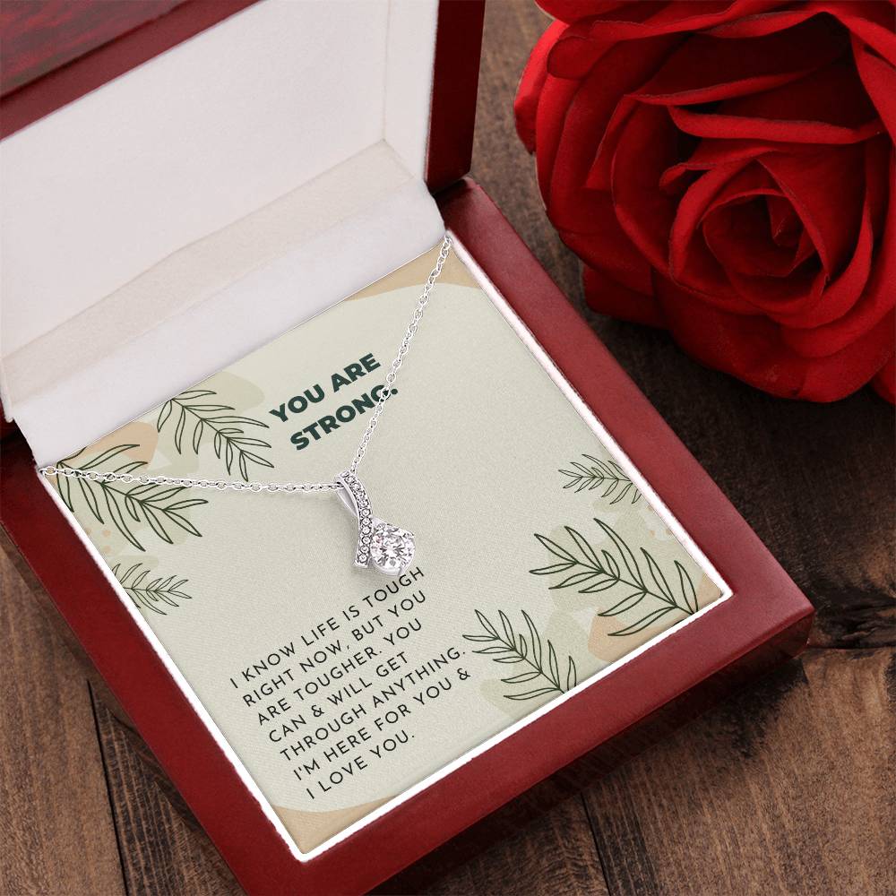 Strong Inspiring Ribbon Drop Necklace  Neutral Leaves Alluring Beauty Necklace