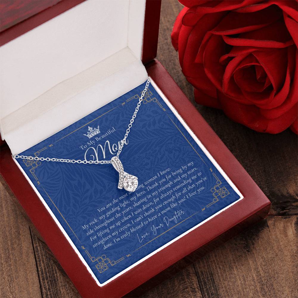 To My Beautiful Mom Necklace  Badass Mom Gift  Mother’S Day Gift  Birthday Gift  Gift From Daughter On Wedding Day 3 Alluring Beauty Necklace