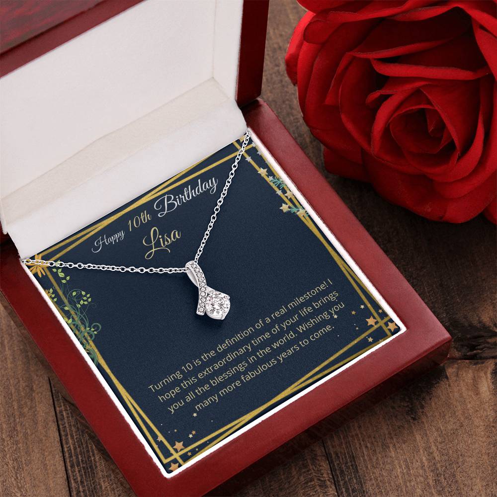 Customize Birthday Gifts For Her The Ribbon Necklace Gift For Girl 10Th Birthday Girl 10Th Birthday Gift Tenth Birthday Alluring Beauty Necklace