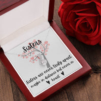 Sisters - Interlocking Necklace - Love Tree Background Message Card Jewelry Gift Holiday  Birthday Gift For Sister Wedding Gift Necklace Gift Sister Alluring Beauty Necklace