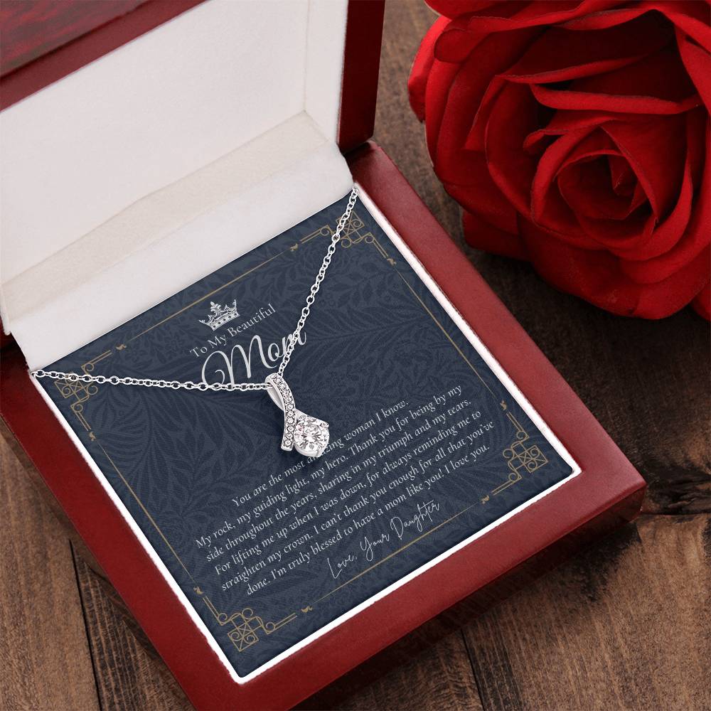 To My Beautiful Mom Necklace  Badass Mom Gift  Mother’S Day Gift  Birthday Gift  Gift From Daughter On Wedding Day Alluring Beauty Necklace