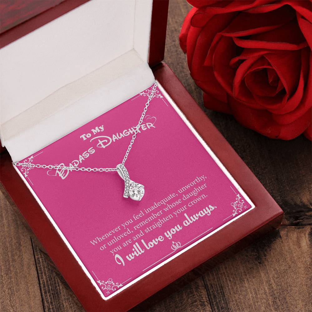 To My Badass Daughter ❤️ White Gold Pendant. ❤️ Alluring Beauty Necklace
