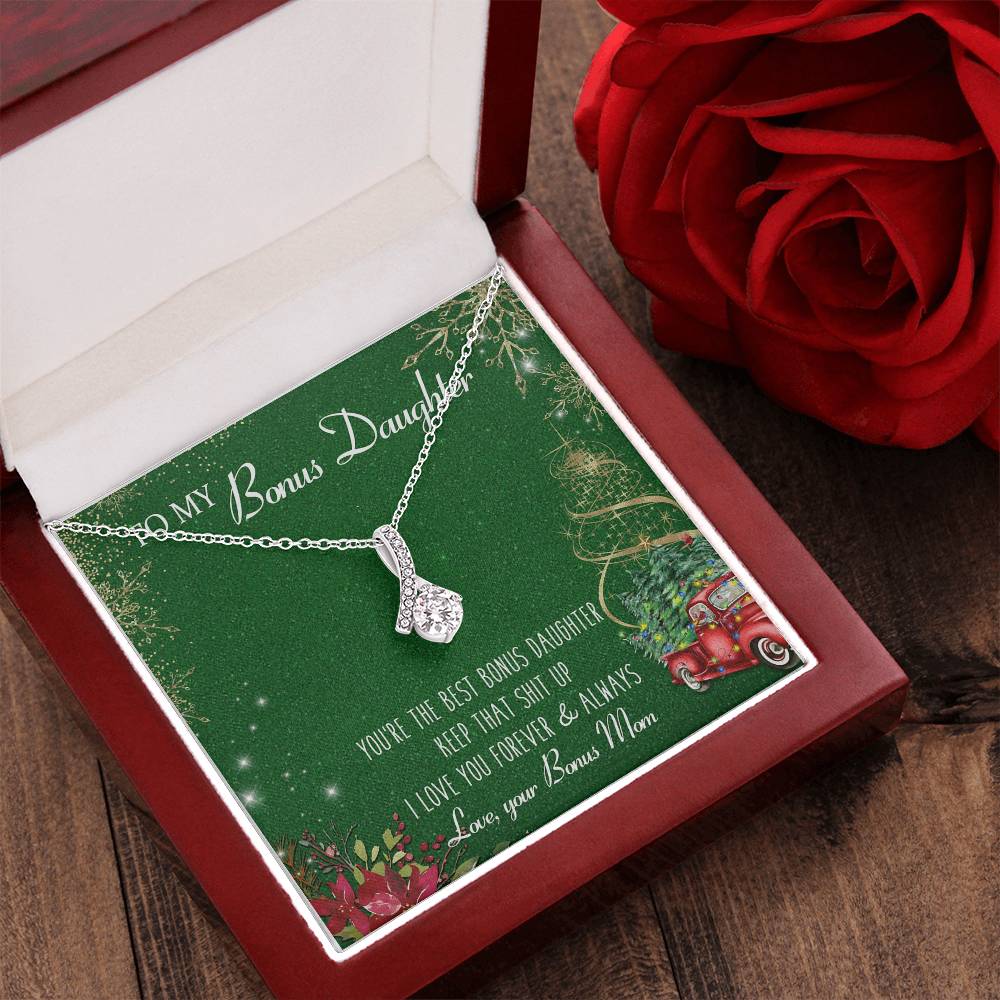 To My Bonus Daughter Christmas Gift - Bonus Daughter Alluring Beauty Necklace - Step Daughter Gift Alluring Beauty Necklace
