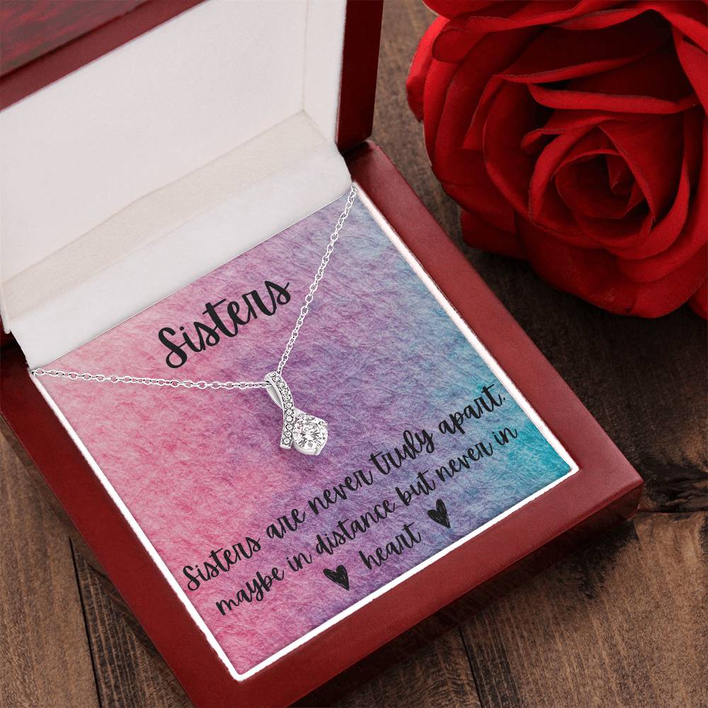 Sisters - Interlocking Necklace - Rainbow Background To My Sister & Best Friend Best Friend Thank You Gift For Friend Christmas Gifts Alluring Beauty Necklace