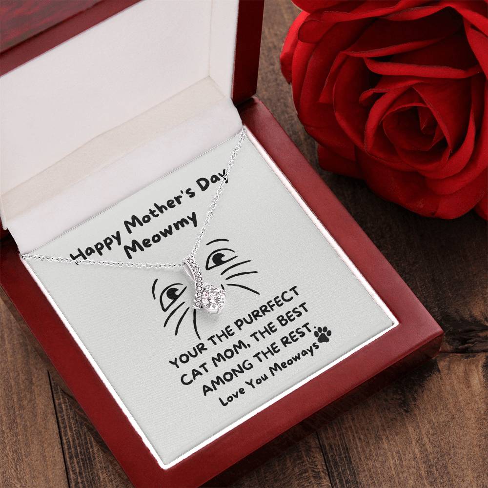 To Cat Mom - Necklace Gift Set With Message Card And Box Alluring Beauty Necklace
