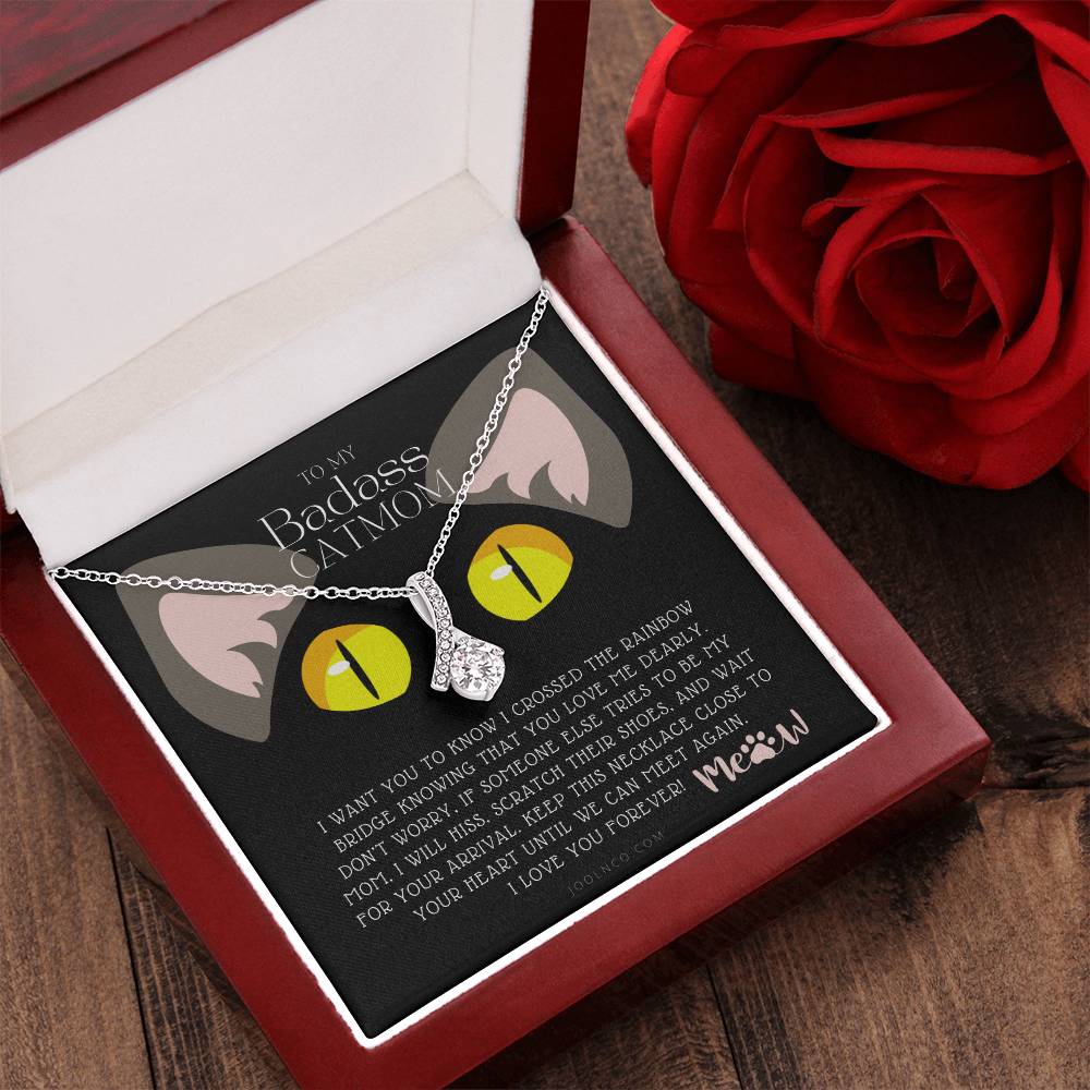 To My Badass Cat Mom Until We Can Meet Again Necklace Loss Of Cat Memorial Necklace Cat Loss Gifts Rainbow Bridge Cat Pet Sympathy Gift 1 Alluring Beauty Necklace