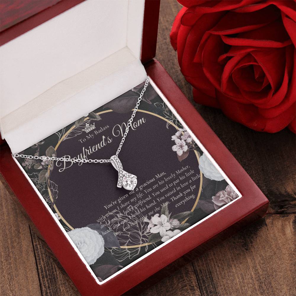 To My Badass Boyfriend’S Mom Necklace  Boyfriend’S Mom Gift  Mother’S Day Gift For Boyfriend’S Mom Alluring Beauty Necklace