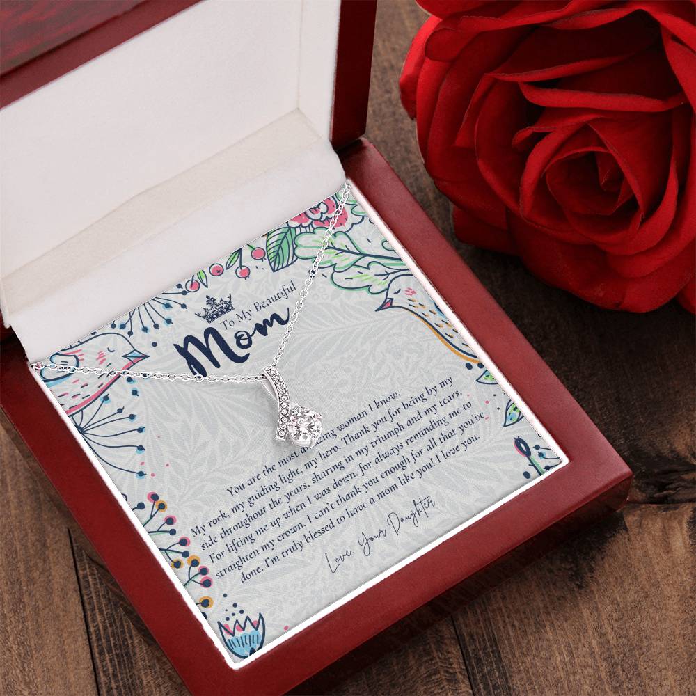 To My Beautiful Mom Necklace  Badass Mom Gift  Mother’S Day Gift  Birthday Gift  Gift From Daughter On Wedding Day 6 Alluring Beauty Necklace