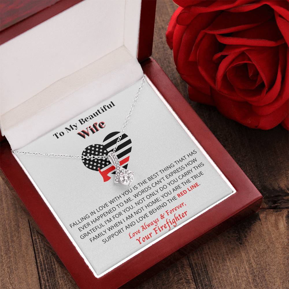To My Beautiful Wife - Firefighter's Wife - Necklace Usa Made Alluring Beauty Necklace