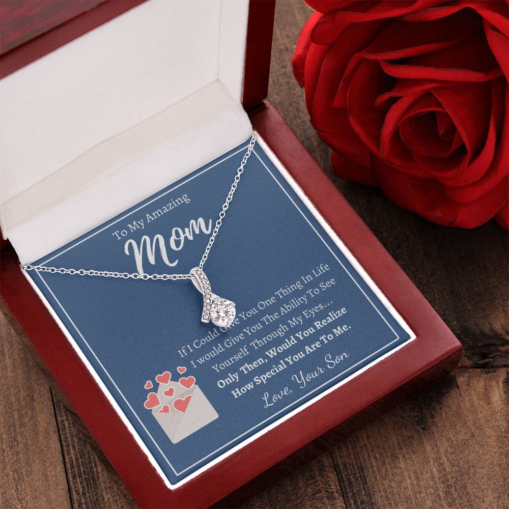 To My Amazing Mom - Ribbon Necklace - Love Your Son Alluring Beauty Necklace