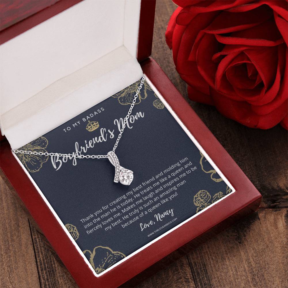 To My Badass Boyfriend's Mom Necklace 2 Alluring Beauty Necklace