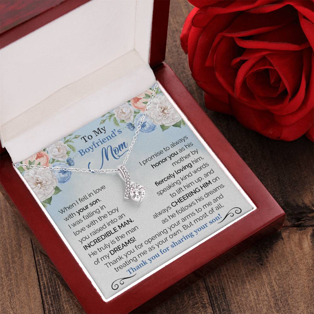 To My Boyfriend's Mom - Thank You For Sharing Your Son Christmas Gift For Boyfriends Mom Pendant Necklace Mothers Day Gift Alluring Beauty Necklace
