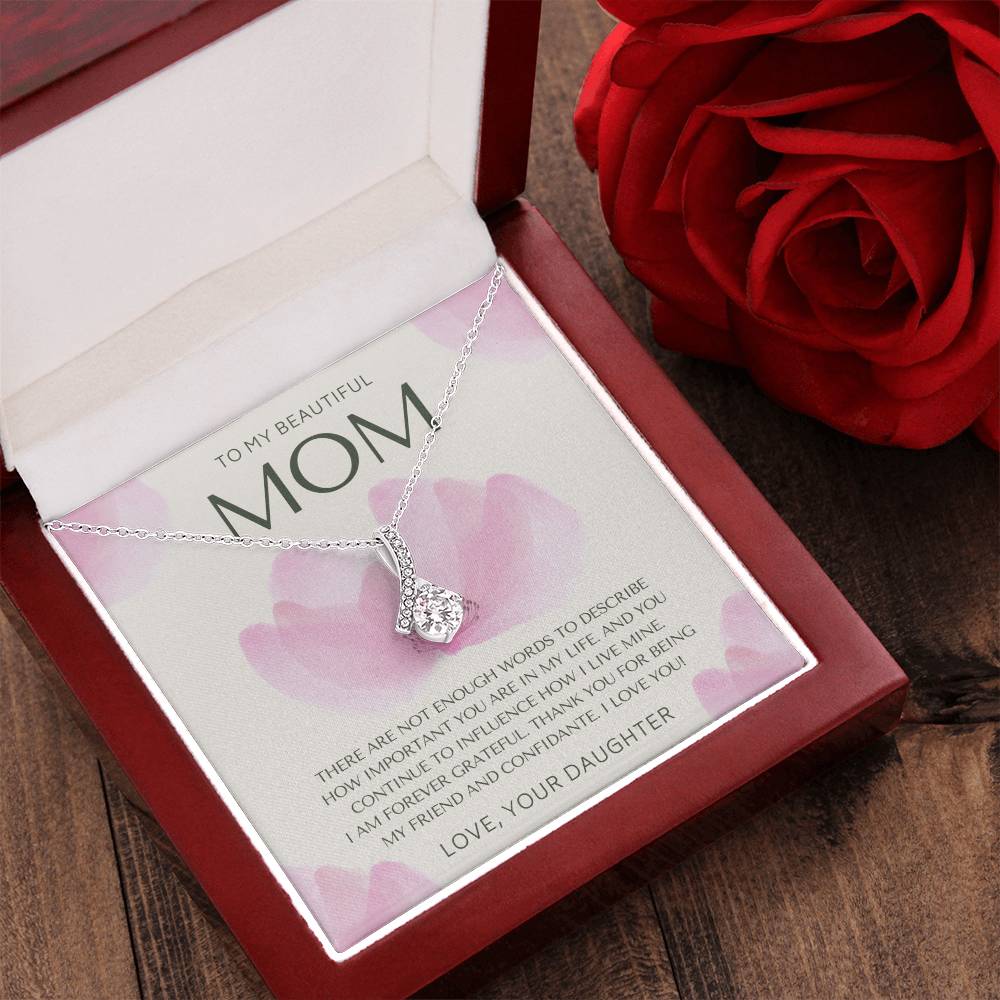 To My Beautiful Mom Necklace  Mom Gift  Mother’S Day Gift  Birthday Gift For Mom  Gift From Daughter For Mom  Necklace For Mom  Gift For Mom Alluring Beauty Necklace