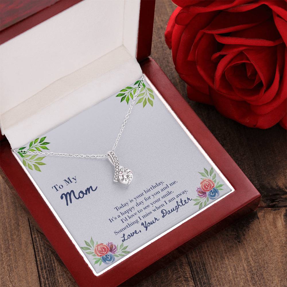 Ribbon Pendant Necklace With Love To See A Smile On Your Birthday Message Card Gift For Mother Alluring Beauty Necklace