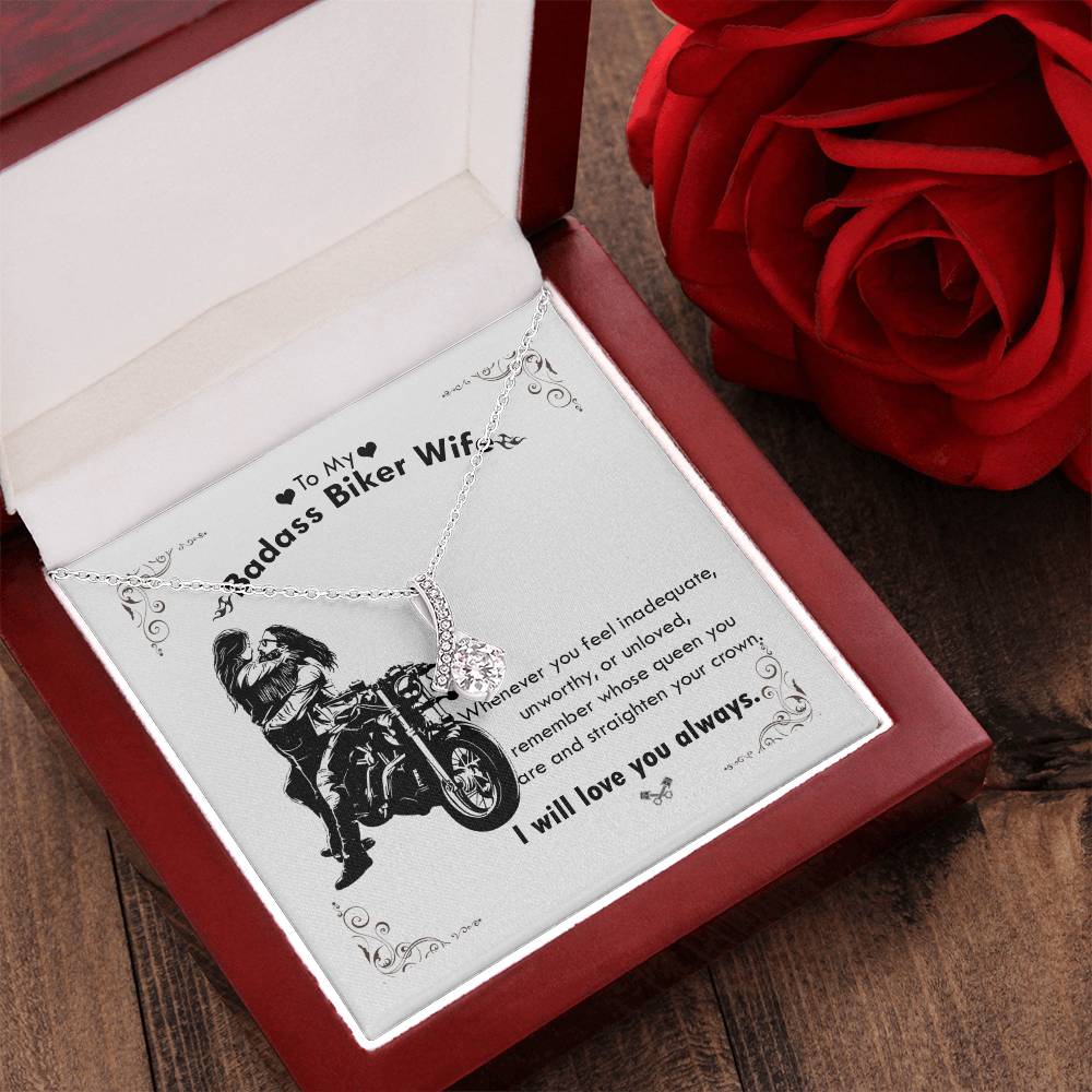 To My Badass Biker Wife Alluring Beauty Necklace