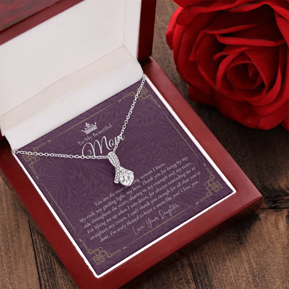 To My Beautiful Mom Necklace  Badass Mom Gift  Mother’S Day Gift  Birthday Gift  Gift From Daughter On Wedding Day 2 Alluring Beauty Necklace
