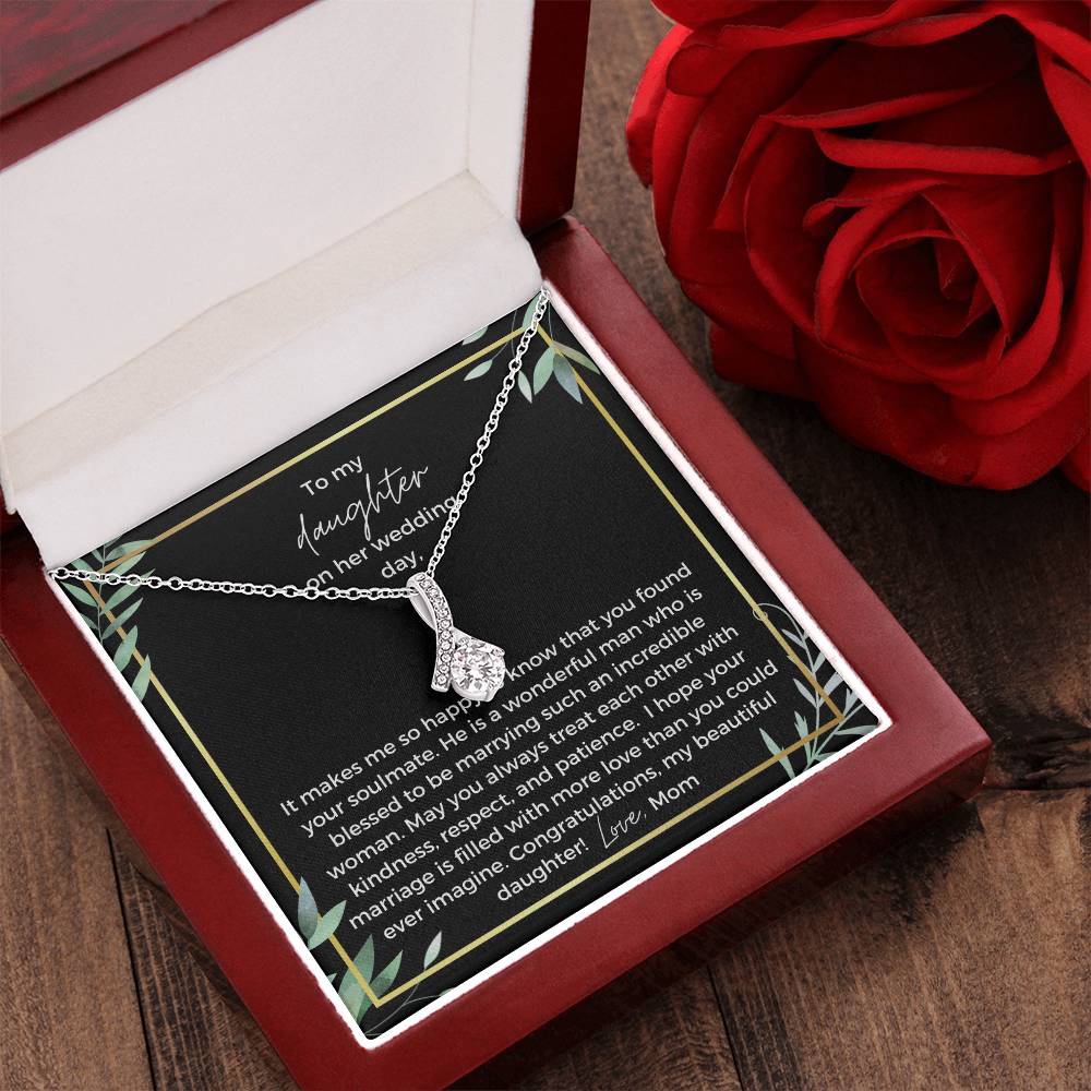 To Bride From Mom Knot Necklace  Gold Greenery Alluring Beauty Necklace