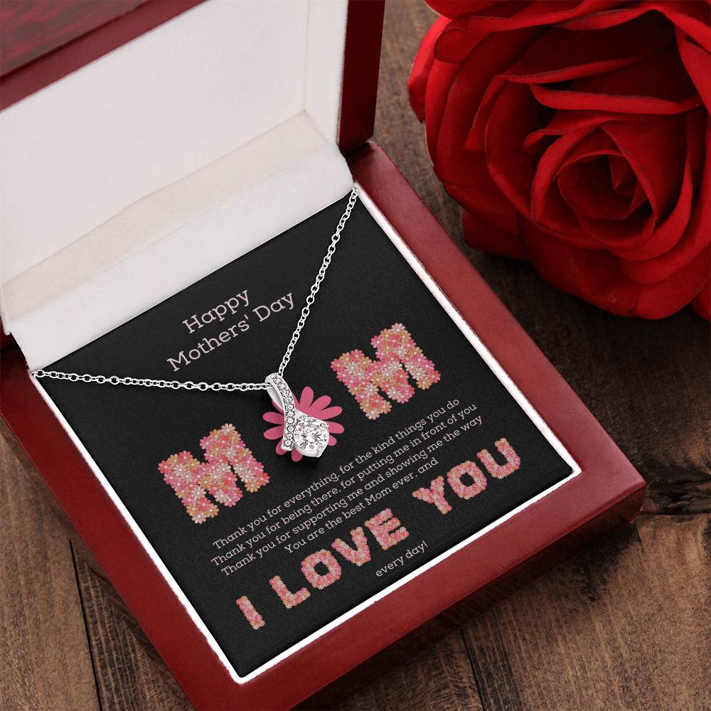 Pink Daisies Mothers' Day Ribbon Necklace Alluring Beauty Necklace