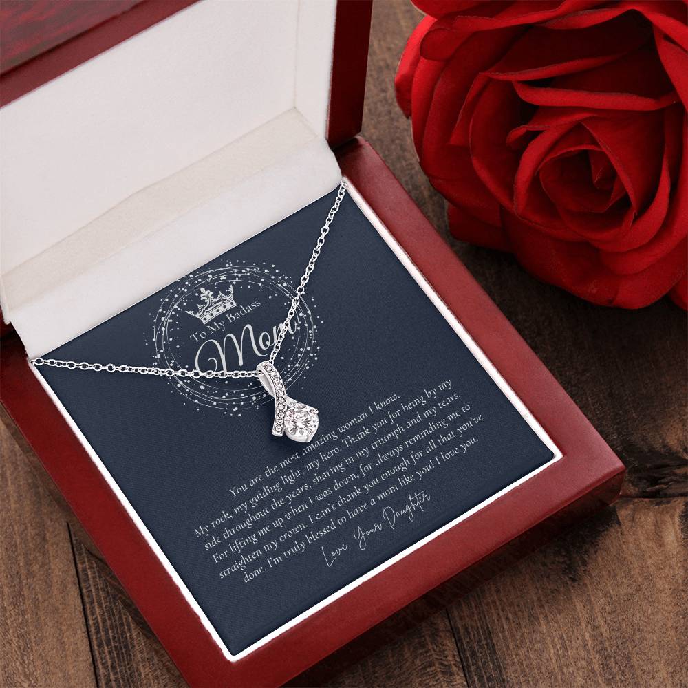 To My Badass Mom Necklace  Badass Mom Gift  Mother’S Day Gift  Birthday Gift  Gift From Daughter On Wedding Day Alluring Beauty Necklace