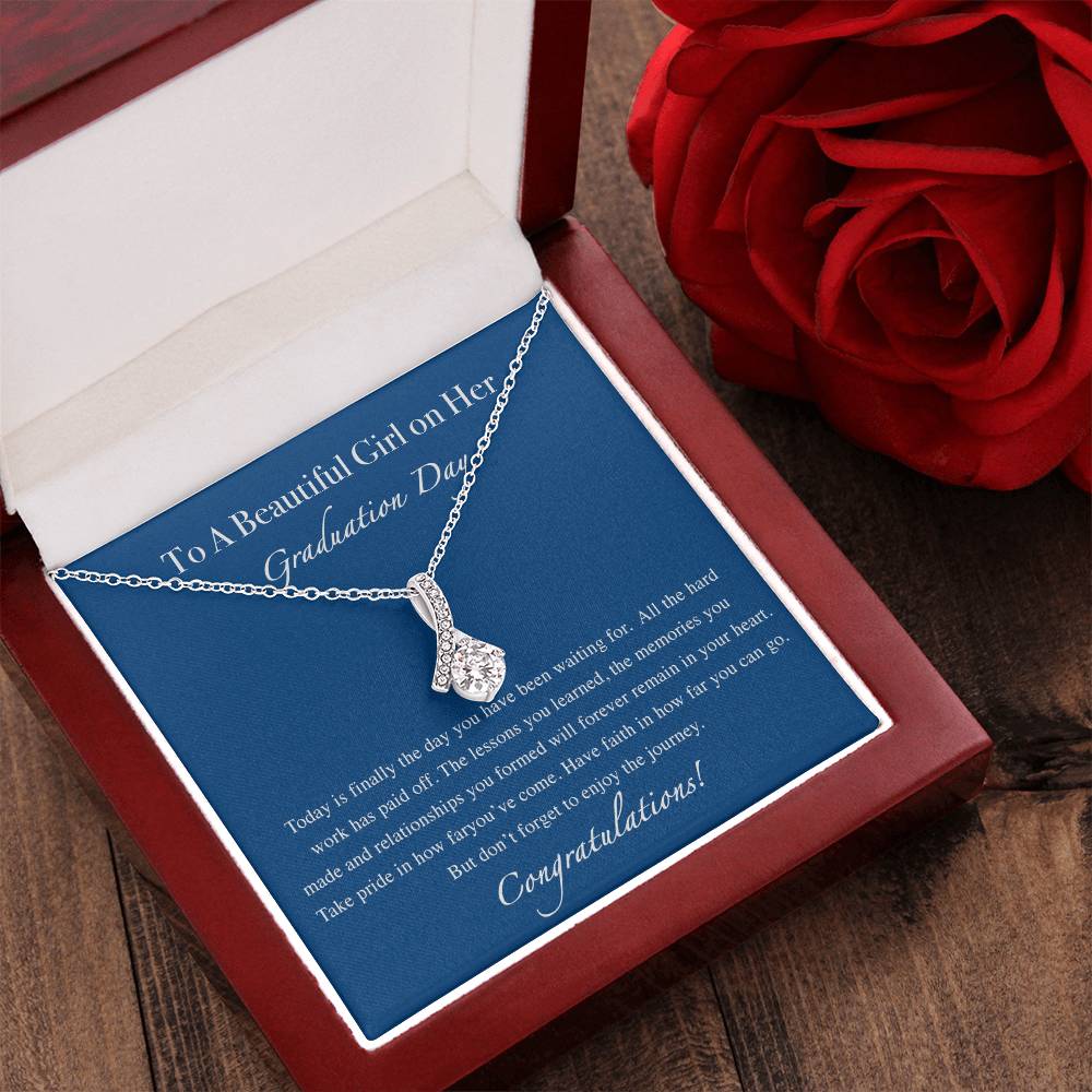To A Beautiful Girl On Her Graduation - Graduation Gift Necklace Graduation Gift For Her College Graduation Alluring Beauty Necklace