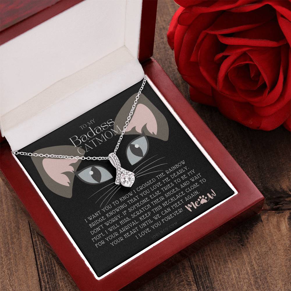 To My Badass Cat Mom Until We Can Meet Again Necklace Loss Of Cat Memorial Necklace Cat Loss Gifts Rainbow Bridge Cat Pet Sympathy Gift 3 Alluring Beauty Necklace