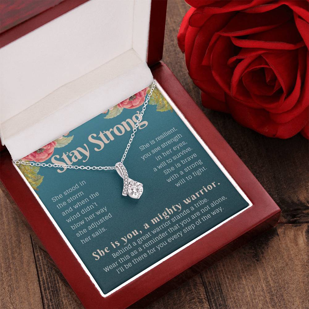 Stay Strong Warrior Ribbon Necklace Alluring Beauty Necklace
